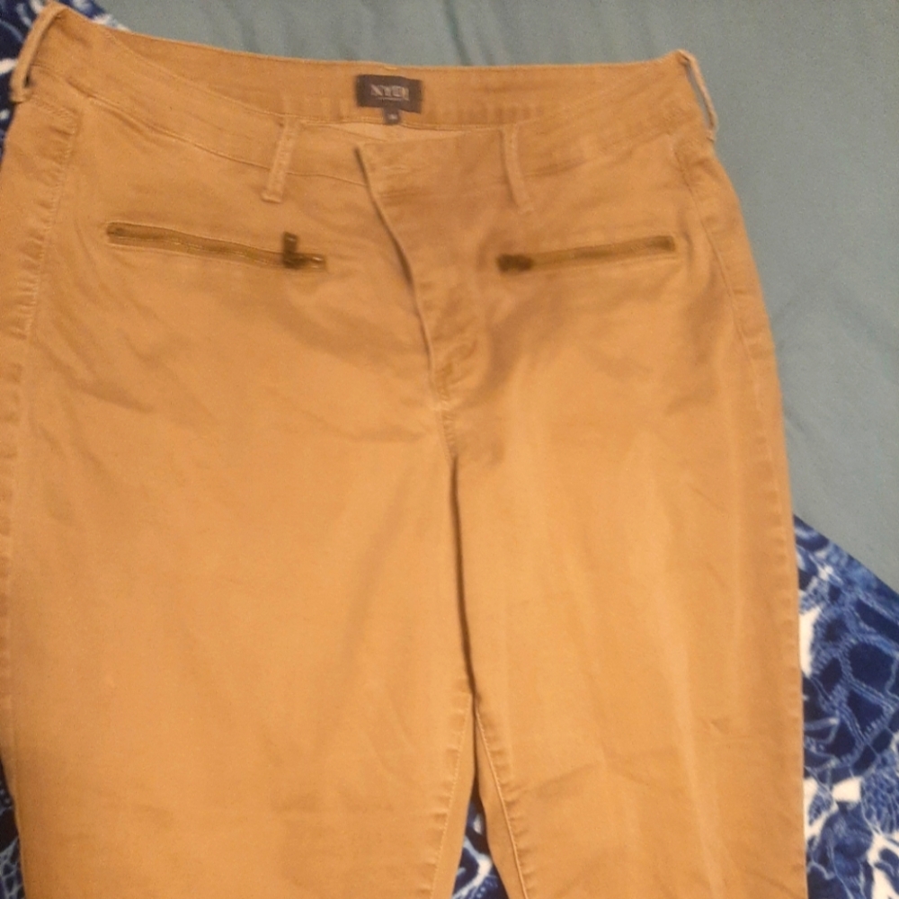 NYDJ LiftXTuck Tan Pants with Zipper Pockets Size 14